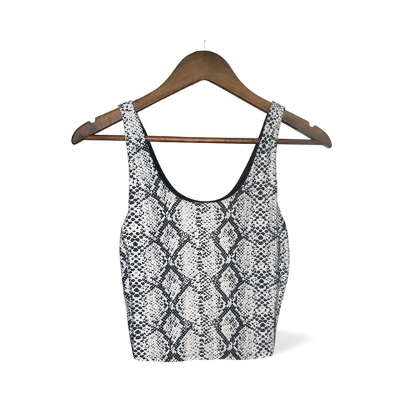DSG Black and White Python Snake Print Tank Top With Built-In Bra - Picture 2 of 7